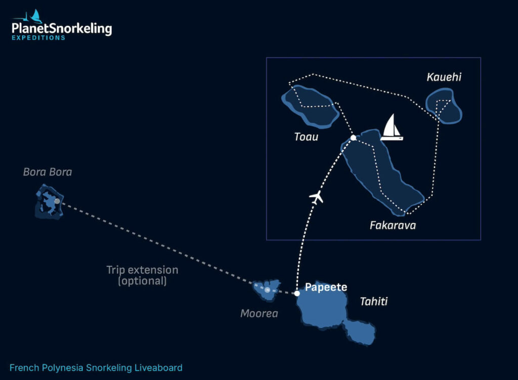 French Polynesia Snorkeling Liveaboard Map