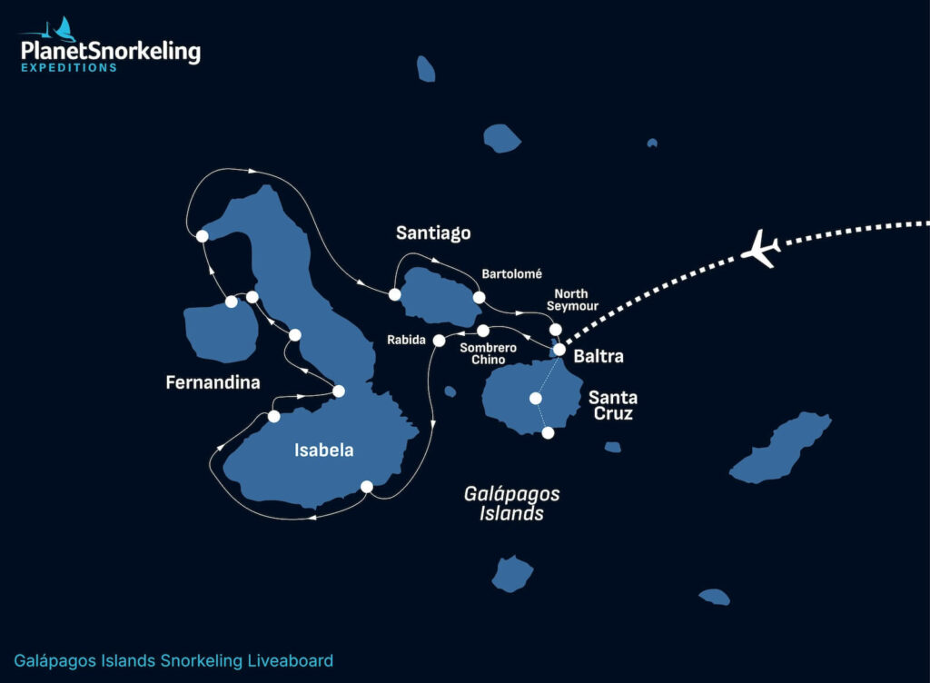Galapagos Snorkeling Liveaboard Map - Planet Snorkeling Expeditions