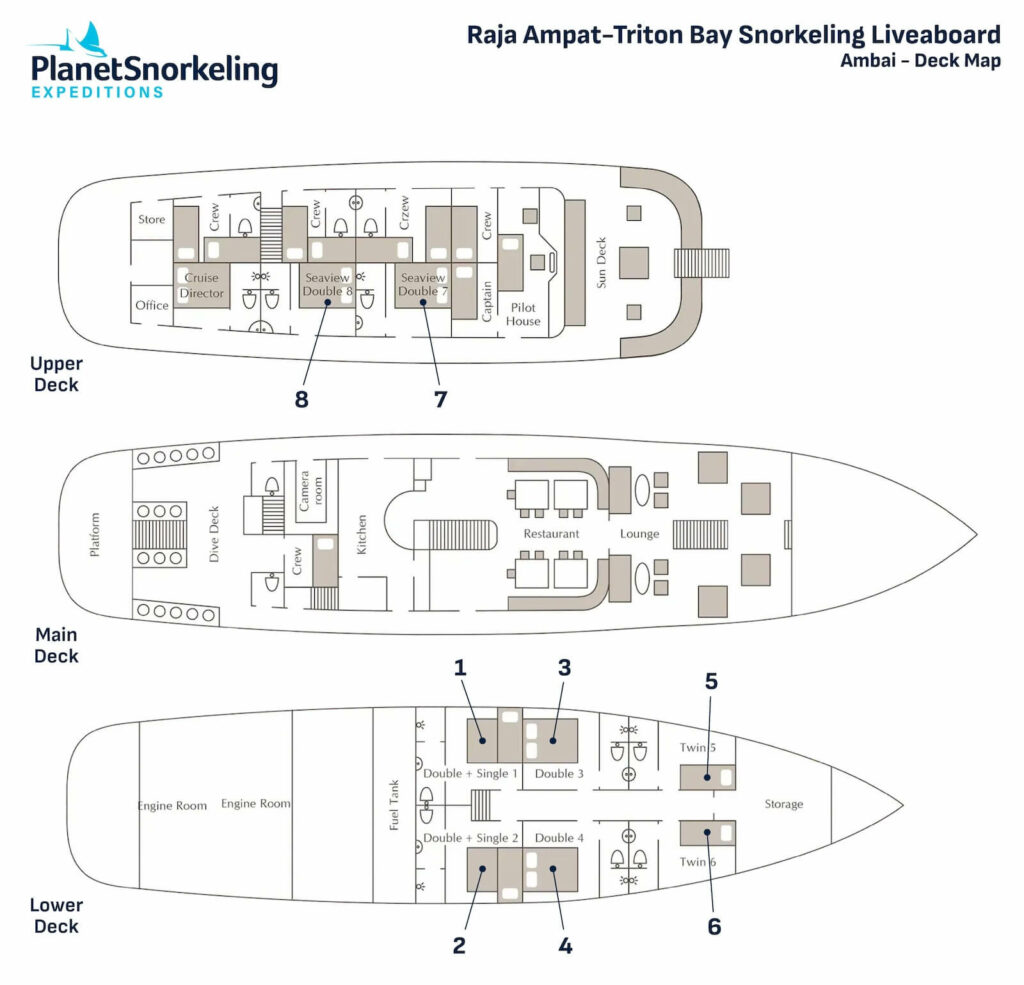 Ambai Deck Map - Raja Ampat Triton Bay Liveaboard
