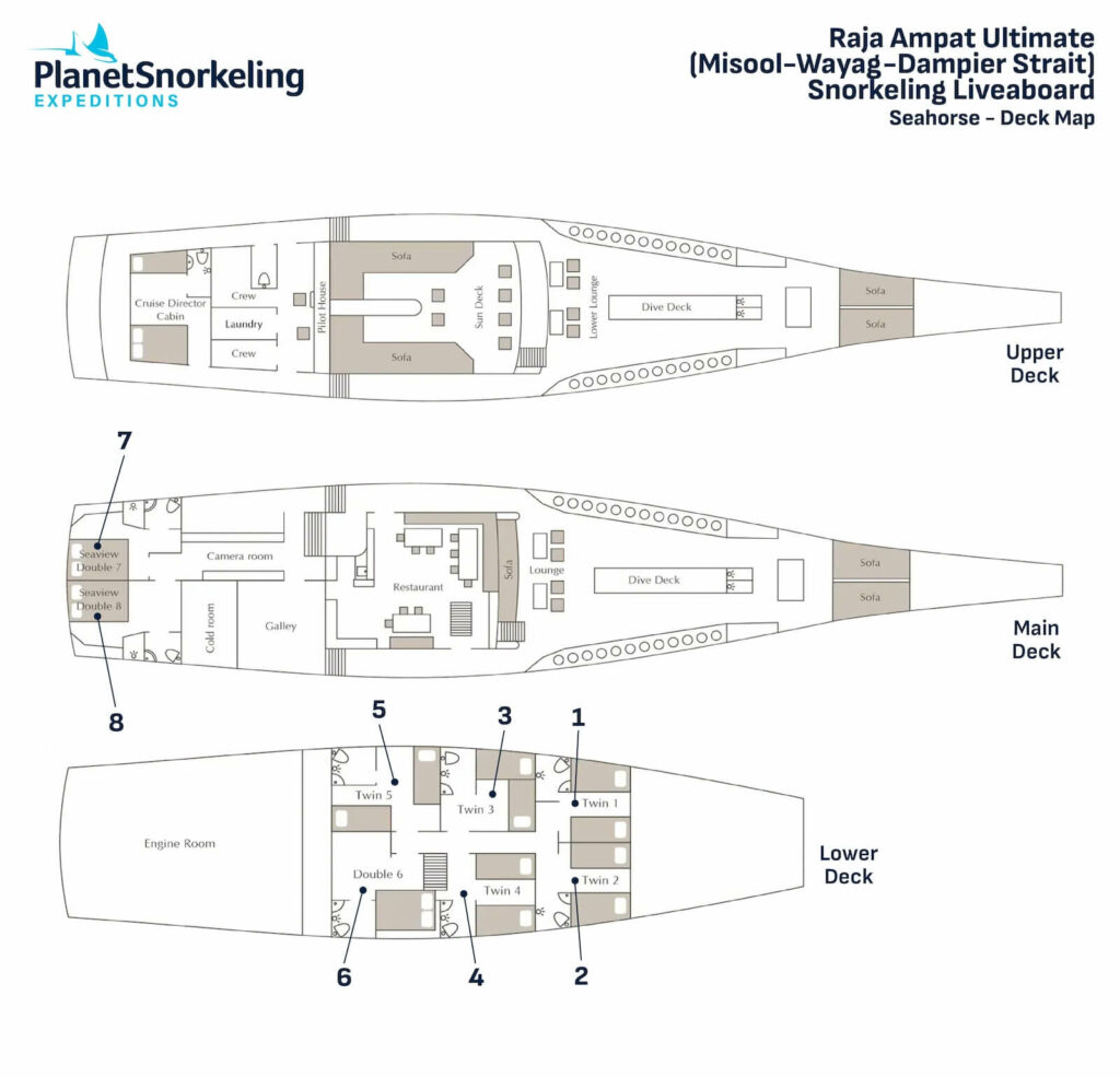 Seahorse deck map Raja Ampat Snorkeling Liveaboard