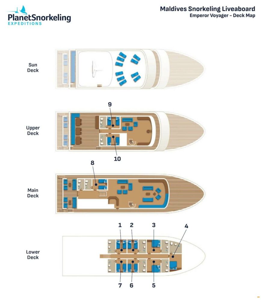 Maldives Liveaboard Emperor Deck Map