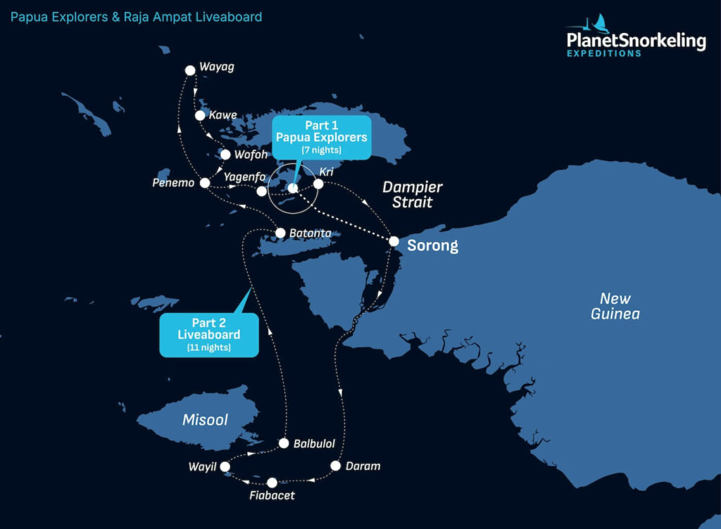 Raja Ampat Liveaboard and Papua Explorers combined trip itinerary