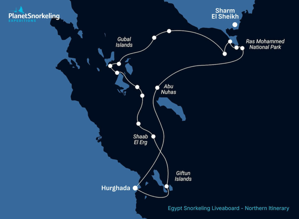 Egypt Snorkeling Liveaboard Northern Itinerary Map